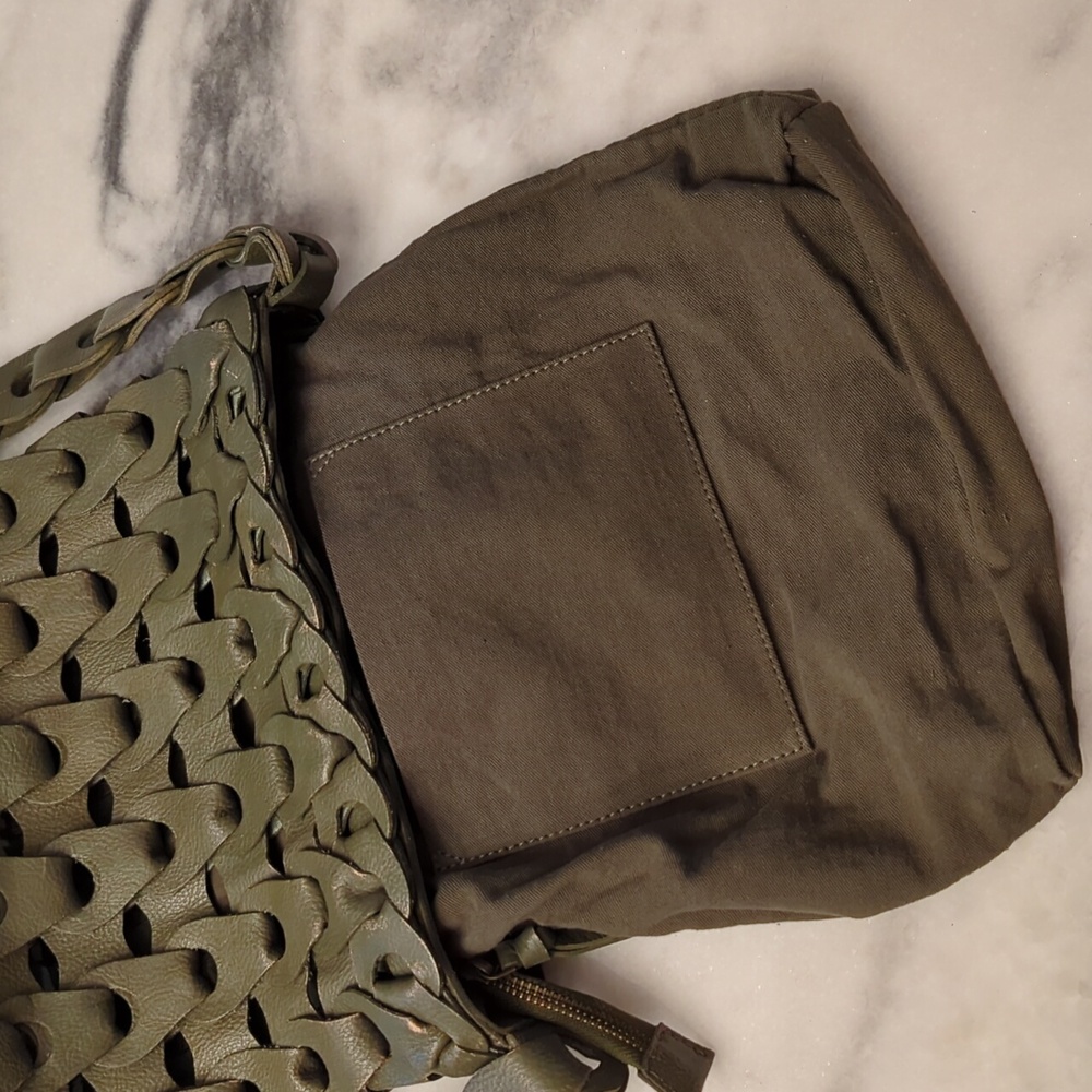 Anthropologie Looped Leather Crossbody Bag In Olive Green - Picture 11 of 14